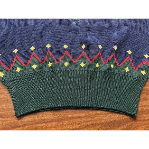 Vtg Pendleton Womens Horse Crest Mock Turtleneck Sweater Blue Red Sz M - Picture 4 of 10